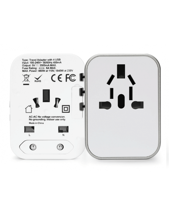 旅行小精靈 全球通用旅行插頭/4 USB 3.5A輸出 旅行小精靈 全球通用旅行插頭/4 USB 3.5A輸出