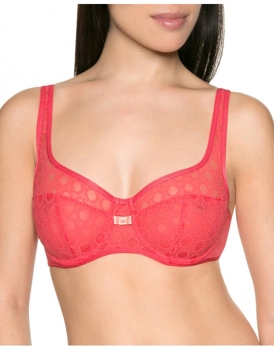 法國DIM-性感蕾絲設計款美胸內衣-紅