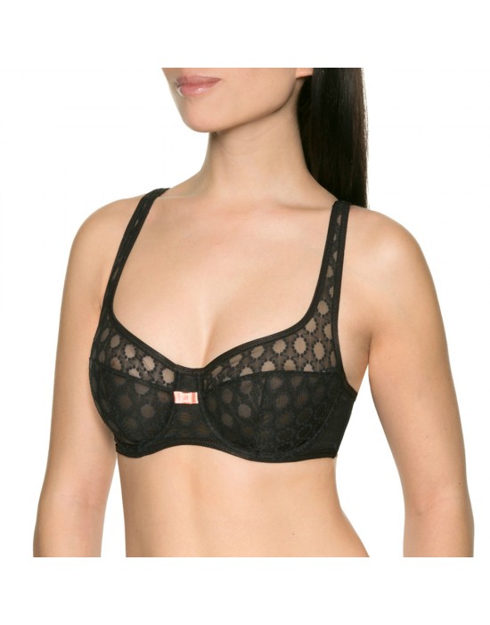 法國DIM-性感蕾絲設計款美胸內衣-黑