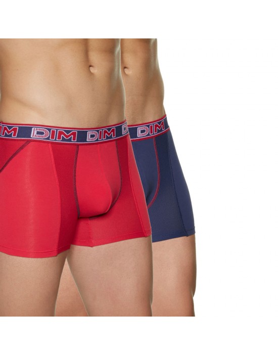 法國DIM-「3D FLEX AIR」系列立體環繞透氣四角褲2件組-紅藍