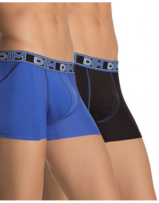 法國DIM-「3D FLEX AIR」系列立體環繞透氣四角褲2件組-藍黑