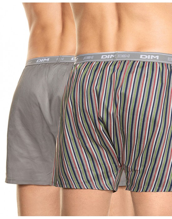 法國DIM-「純棉舒柔」四角褲兩入/組-條紋灰