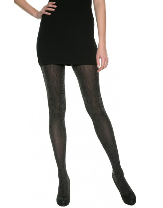法國DIM-MOD「時尚」系列古典蟒紋造型褲襪-黑灰 法國DIM-MOD「時尚」系列古典蟒紋造型褲襪-黑灰