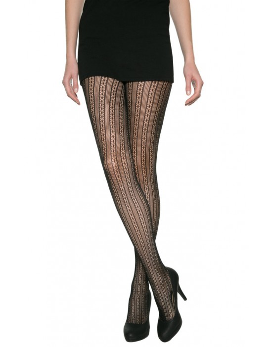 法國DIM-MOD「時尚」系列直條網狀花紋造型褲襪-012M 黑