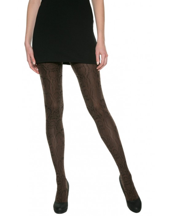 法國DIM-MOD「時尚」系列古典蟒紋造型褲襪-黑咖