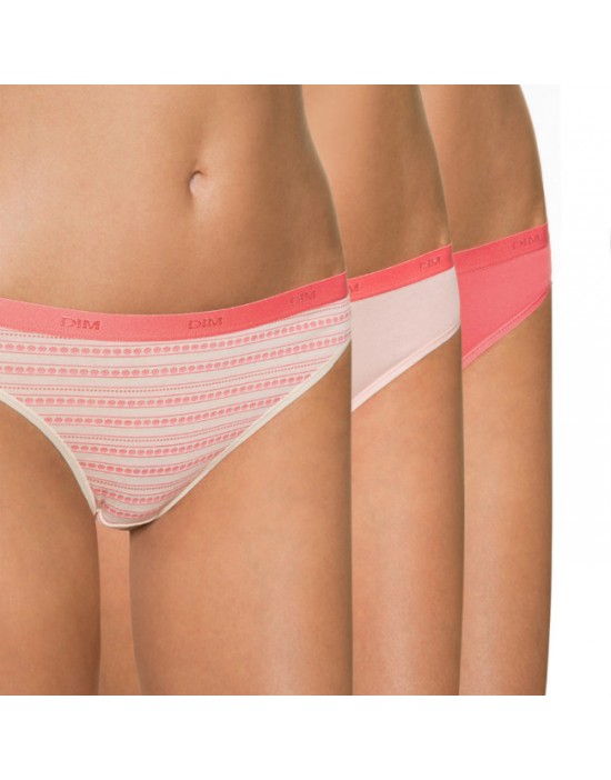 法國DIM-Pockets「旅行輕便-彈力棉」系列三角褲3件組-愛戀粉 SL4C17