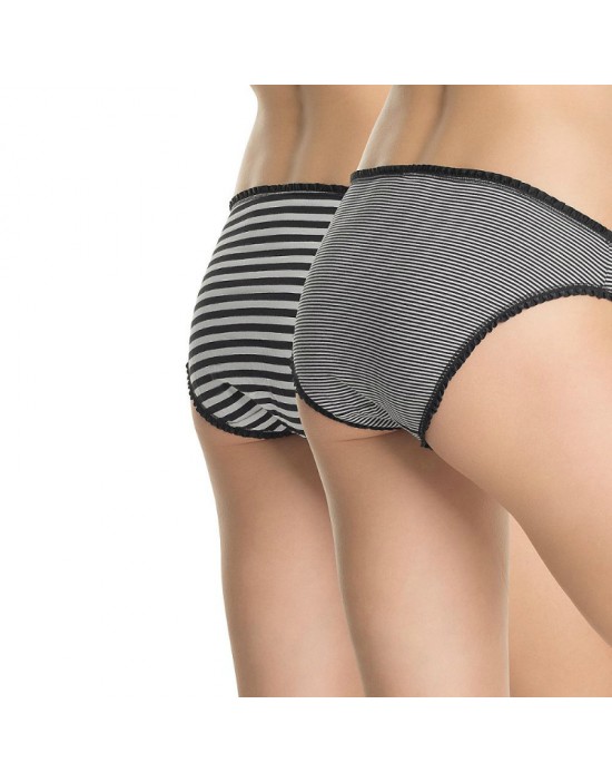 法國DIM-Pockets「旅行輕便-彈力棉」系列經典條紋三角褲2件組-黑 SL4D91